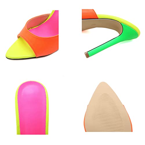 Vujkliy Women's Slippers Pointed Toe Colorblock Stiletto Sandals Sexy Casual Everyday Outer Wear 12Cm/4.7In Slippers4