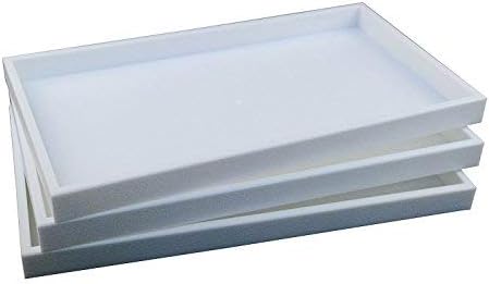 Regal Pak 3-Piece 1-Inch Deep White Full Size Plastic Stackable Jewelry Tray 14 3/4 X 8 1/4 X 1H