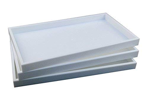 Regal Pak 3-Piece 1-Inch Deep White Full Size Plastic Stackable Jewelry Tray 14 3/4 X 8 1/4 X 1H #TOP1