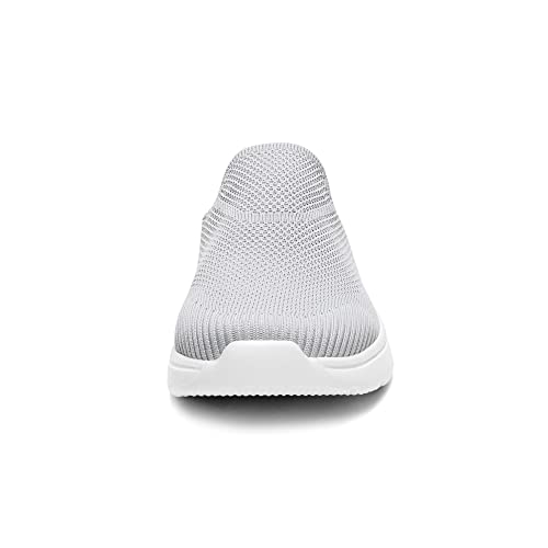 DREAM PAIRS Mules for Women Shoes Slip on Sneakers Knit Flats Lightweight Breathable Comfortable Walking Shoes,Size 5,Grey,SDML2201W