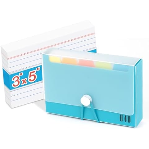 H4D 3x5 Index Card Case with 100 Heavyweight Ruled Index Cards and Dividers, Teal Cover