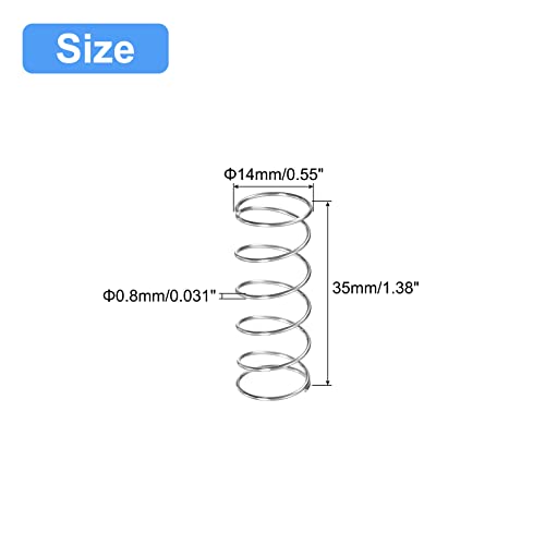 Image of uxcell 5Pcs Compression Spring 304 Stainless Steel 14mmOD,0.8mmWD,35mmFL