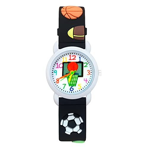 Reloj de niña Moda Dibujos Animados Fútbol Baloncesto Estilo Relojes Estudiante Niñas Cuarzo 3D Silicona Reloj de Pulsera Relojes para niñas (Color : Sky Blue)