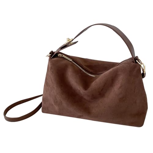 Macayda Handtasche Damen Mittelgroß Umhängetasche Wildleder Crossbody Bag mit Abnehmbar Schulterriemen Schultertasche Damen (Kaffee)