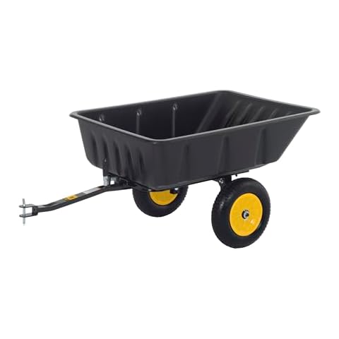 Polar Trailer 9393 Lawn and Garden 600 lb. 10 Cubic Foot Heavy Duty Lawn Trailer ATV LG7 and Rubber Wheels Hauling Outdoor - Black Cover