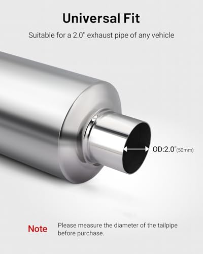 Image of EVIL ENERGY 2 inch Resonator Muffler Stainless Steel (2.0 inch Inlet /Outlet, 13.8 inch Length)