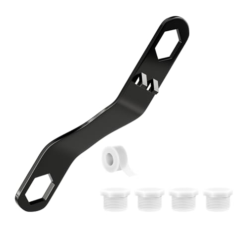 RVGUARD Water Heater Drain Plug Kit Designed for RV & Camper Water Heater Drain Plugs Fits for 7/8& 15/16 Drain Plugs Include Angled Wrench 1/2 NPT Replacement Plugs * 4 and 1 Roll PTFE Tape