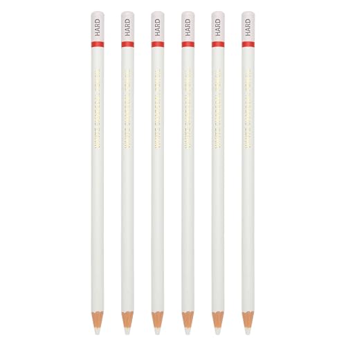 PATIKIL スケッチング用 ハード絵画鉛筆 6本セット 絵画アート用スケッチ鉛筆 グラファイト木製予め削られた絵画スケッチアーティスト用 ラウンド ホワイトリフィル ホワイト/レッドポール