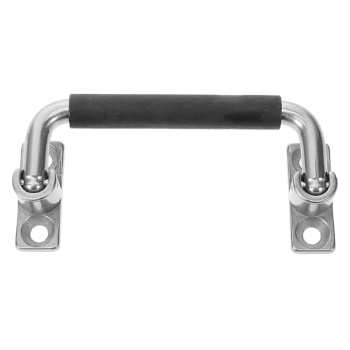 HOLIDYOYO Manija Plegable de Acero Inoxidable Agarre de Goma Resistente para Equipos Pesados Centro de Montaje 100 MM Manija para Puerta de Remolque y Caja Tirador Duradero para