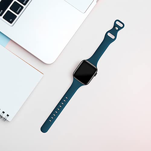 Image of Thin Slim Band Compatible with Apple Watch 38mm 40mm 41mm 42mm 44mm 45mm 46mm 49mm, Replacement Silicone Sport Strap for iWatch Series 11 /10 /9 /8 /7 /6 /5 /4 /3 /2 /1 Ultra SE Women Men, Mallard Green