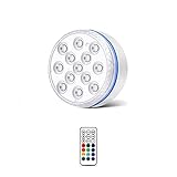 TRDEWR Pool-Licht, Unterwasser-Schwimmbad-Beleuchtung, kabelloses tauchbares LED-Licht, IP68, Außenstrahler for Aquarium, Teich Eine AtmosphäRe Schaffen(1 light 1 remote,8.5CM)