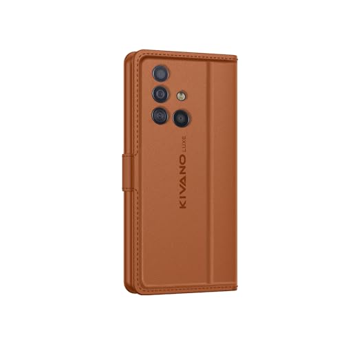 Image of KIVANO LUXE Compatible for Samsung Galaxy A51 Luxury Handmade Leather Magnetic Flip Folio Case | Card Holder & Kickstand | Slim Protective Cover | Unisex - Brown