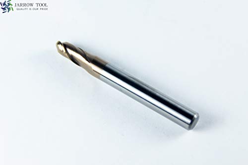 Image of Carbide Ball Nose End Mill for CNC Machine Milling Tools, for Alloy Steels /Hardened Metals - 2 Flute - 55HRC TiAlN Coated (5Pcs, 1 /4)