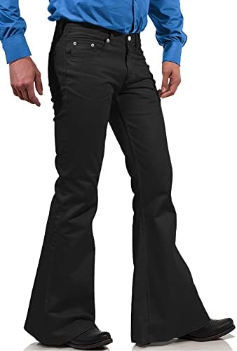 70s Disco Bell Bottoms for Men - Black Vintage Denim Jeans