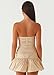 Strapless Mini Homecoming Dresses Short Ruched Corset Back Flraed Hem Cocktail Party Gowns with Scarf Navy Blue US 2