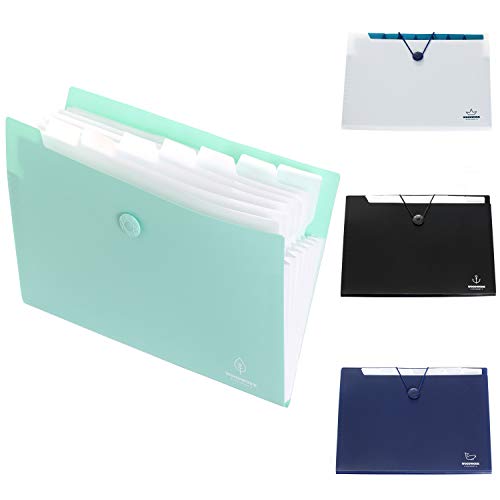[4x] A4 Carpeta de archivos extensible, Acordeón Carpeta Clasificadora de documentos con 8 Compartimentos, para hogar u oficina - pack de 4 con 4 colores - TKD8002