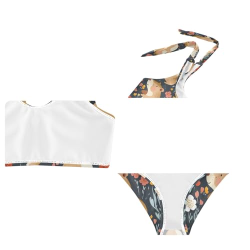 Wusikd Capybaras Flowers Girls Swimsuits Two Piece Cute Swimwear Bikini Set for for Girls Size 3T4