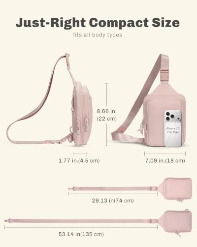 Image of Hynes Eagle Nylon Sling Bag for Women Convertible Crossbody Chest Purse with Reversible Strap for Travel Hiking Work Commute