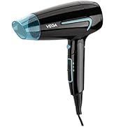 Vega U Style Foldable Hair Dryer for Women & Men with 1600 Watts, Cool Shot Button, 2 Speed/3 Hea...