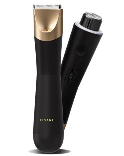 Image of Bikini Trimmer for Women, Flyant 2 in 1 Electric Shaver for Women, Pubic Hair Trimmer Waterproof IPX7 with LED, Bikini Razor for Leg Arm Underarm Bikini Area, Christmas Gifts for Her - Black Gold