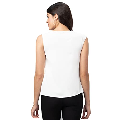 Image of Globus Women White Solid Sleeveless Top