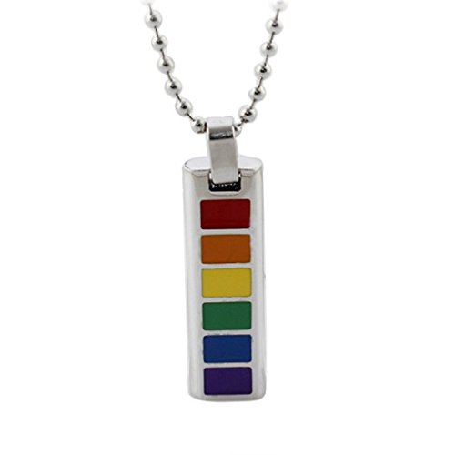 Aienid - Collar con Colgante de Acero Inoxidable para Hombre, diseño de Orgullo Gay LGBT