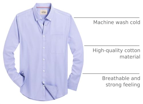 Image of Alimens & Gentle Mens Solid Oxford Shirt Long Sleeve Dress Shirt Work Casual Button Down Shirts with Pocket