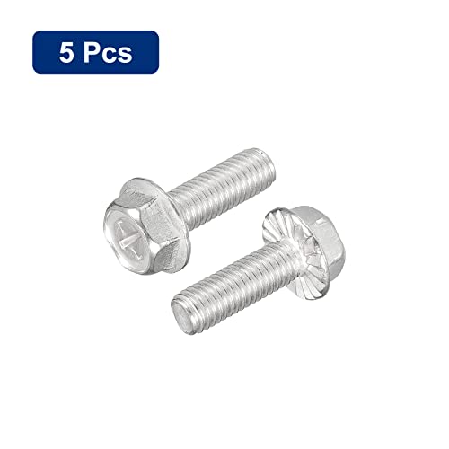 Image of uxcell M8x25mm Phillips Hex Head Flange Bolts, 5pcs 304 Stainless Steel Hexagon Phillips Flange Head Hex Bolts Machine Screws