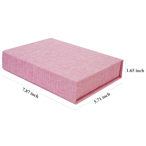 Hiwhy Photo Storage Box 5x7, Linen Photo Box, Memory Box Perfect to Store Your Photo, Pictures, Certificates, Scrapbooking Supplies, Keepsakes and Jewelry Pink - Thumbnail 4