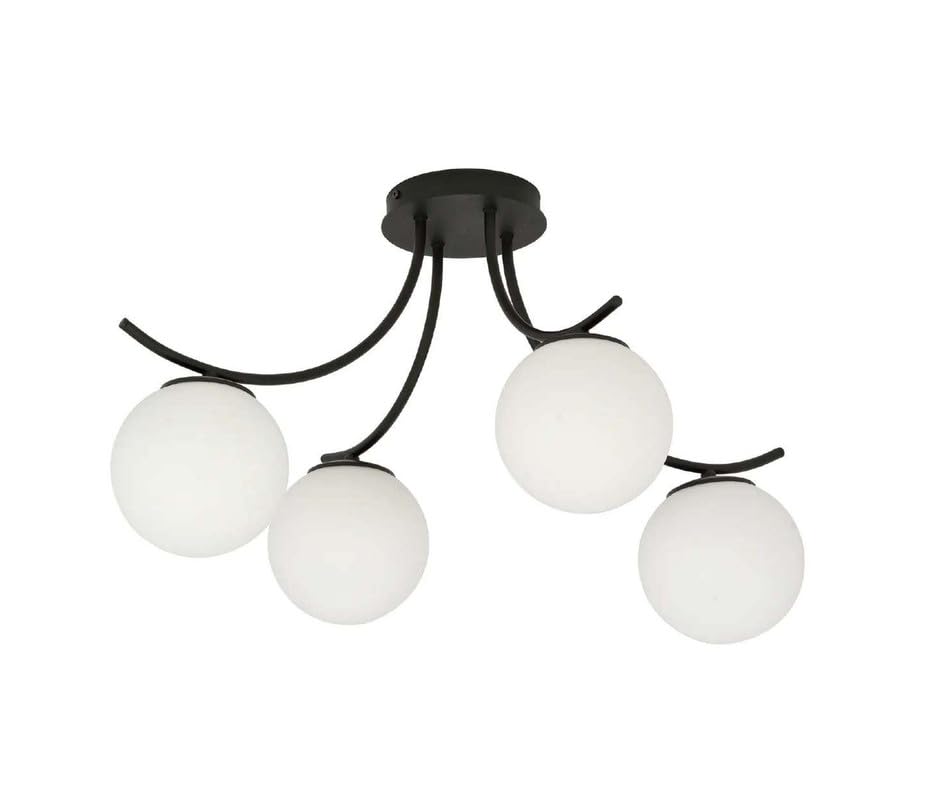 Image of Chandni Decor Ceiling lamp, Black /Opal, 4-Bulb and (Pack of 1)