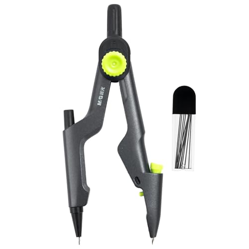 M&G Professional Metal Geometry Compass, 12.59 Inch Maximum Diameter, Lockable Distance & Safety Retractable Needle, Includes Extra Lead, Ideal for Drafting & Drawing