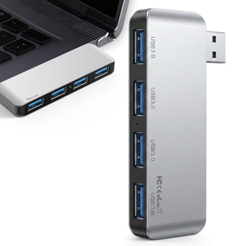 USB 3.0 Hub, 4 Ports USB A Splitter Ultra-Slim USB Expander for Mouse, Keyboard, Flash Drive, U Disk, Printer Compatible with Laptop, Desktop PC（R）