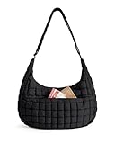 BAGSMART Crossbody Hobo Bag for Women with Adjustable Strap, Quilted Puffy Purses for Women Fluffy Compact Shoulder Handbag