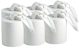 Bobine Essuie-mains - Dévidage Central - Pure Ouate 2x18g/m² - Pack De 6 Bobines - 450 Formats - Dimension 20x24cm - Sf20502 - Fabricant Français