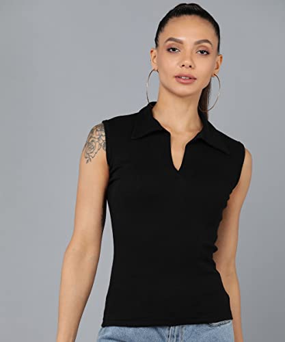 Image of Rock Paper Scissors Womens Collared Neck Crop Tank Top Stylish Tops