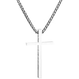 TOCLIU Men's Cross Necklace, 20IN Stainless Steel Cross Pendant Silver Chain Necklaces Jewelry Chris