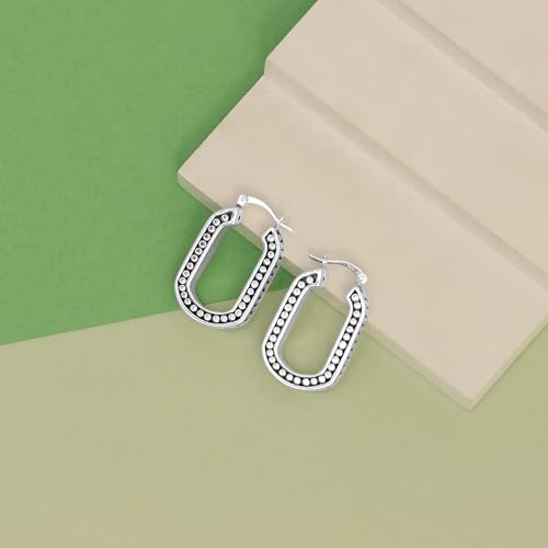 Amazon Brand - Nora Nico 925 Sterling Silver BIS Hallmarked Lightweight Antique Bali Hoop Earrings for Women and Girls - Image 5