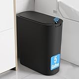 Cesun Motion Sensor Trash Can, 5 Gallon Automatic Bathroom Garbage Can with Lid, Touchless Smart Plastic Slim Wastebasket for Bathroom, Office, rv, Bedroom, Living Room, Black