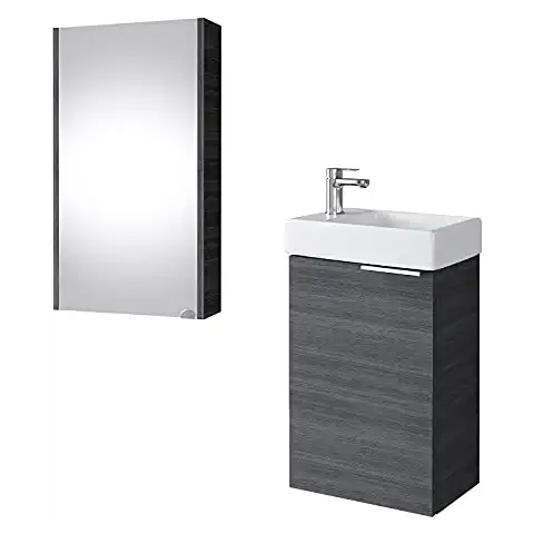 Planetmöbel Armario para Lavabo con Espejo, 40 cm, Antracita Cover