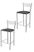 Tommychairs - Set 2 tabourets Elegance pour Cuisine, Bar et Salle à Manger, Robuste Structure en Acier peindré en Couleur Aluminium et Assise rembourrée et revêtue en Cuir Artificiel Gris foncé