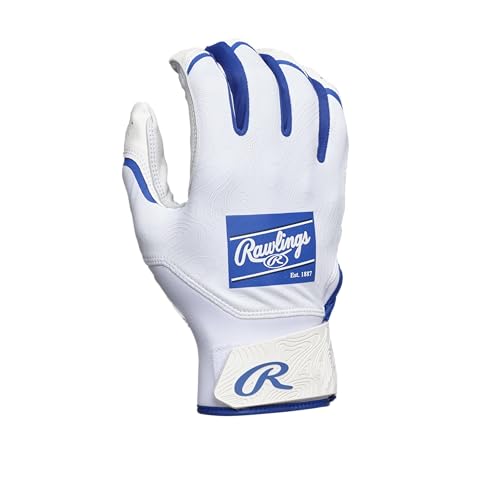 Rawlings | Adult Clout Baseball Batting Gloves | White/Royal | XLRG by Rawlings - Image 2