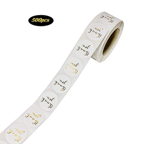 1" Thank You Stickers, Gold Foil Font Thank You Stickers Roll For Bubble Mailers, Packaging Bags, Boxes, Envelopes, Gifts Wraps For Sealing And Decoration, 500 Labels Per Roll #TOP1