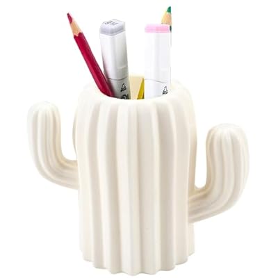 XFLYP Porta Lápices para Bolígrafos, Portalápices En Forma de Cactus Titular de la Pluma, Creativo Personalizado de Escritorio Caja de Almacenamiento para Escritorio, Tocador (Blanco) | Ya disponible en tu tienda friki favorita! En mundofriki.es!