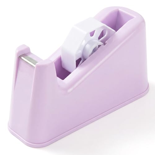 Tape Dispenser, Cute Desk Tape Dispenser, Heavy Duty Desktop Holder with Precise Cutting, Random Macaron Colors Cute