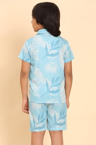 Image of Boys Printed Casual Shirt Short Sleeve Button Down Beach Shirt for Kids