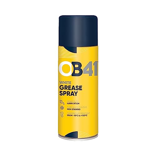 OB41 White Grease Spray - Ideal for lubricating and protecting hinges bearings and moving parts - No drips staining or hardening - 400ml