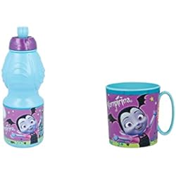 ALMACENESADAN 4727, Pack Vampirina, compuesto por taza microondas 350ml y botella de agua 400 ml, producto reutilizable, sin BPA