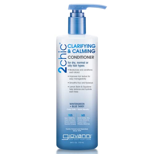 Giovanni 2Chic Clarifying & Calming Conditioner, 24 Oz. - Lemon Balm & Squalane Balance & Hydrate, Color Safe, Paraben Free, Lauryl & Laureth Lauryl & Laureth Sulfate Free, Vegan Friendly #TOP19