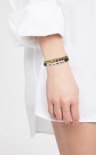 Mama Bracelet Dainty Gold Crystal Beaded Bracelets Set For Women Stackable 14K Gold Plated Beads Nature Stone Layered Stretch Bracelets Mother's Day Gifts For Mom Grandmom #TOP4