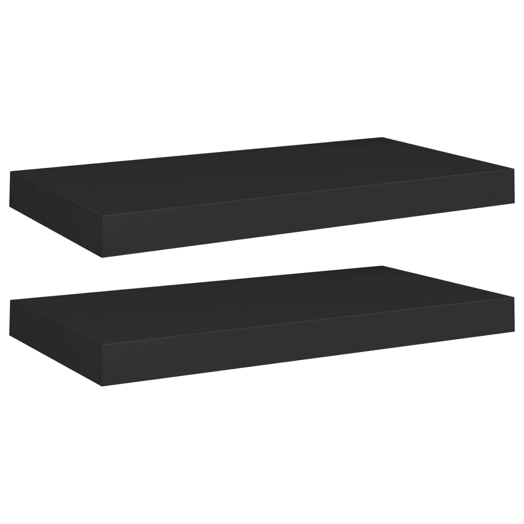 Juego de 2 estantes flotantes, color negro, 50 x 23 x 3,8 cm, panal, MDF, metal, montaje invisible, duradero, para salón, baño, cocina